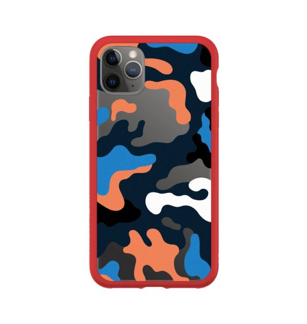 Phone case with colored camo print (red bumper)