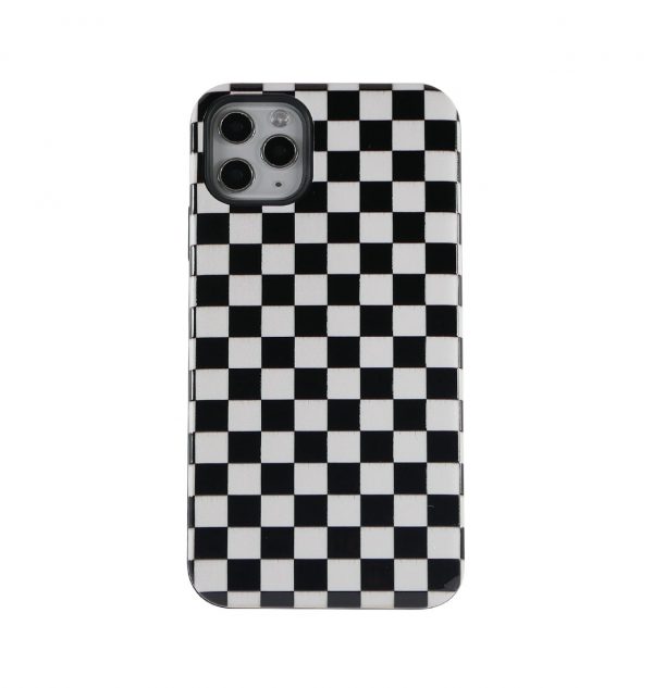 Phone Case with black and white chequered design
