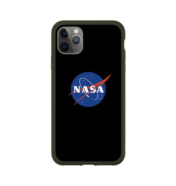 Phone case with NASA insignia (green bumper)
