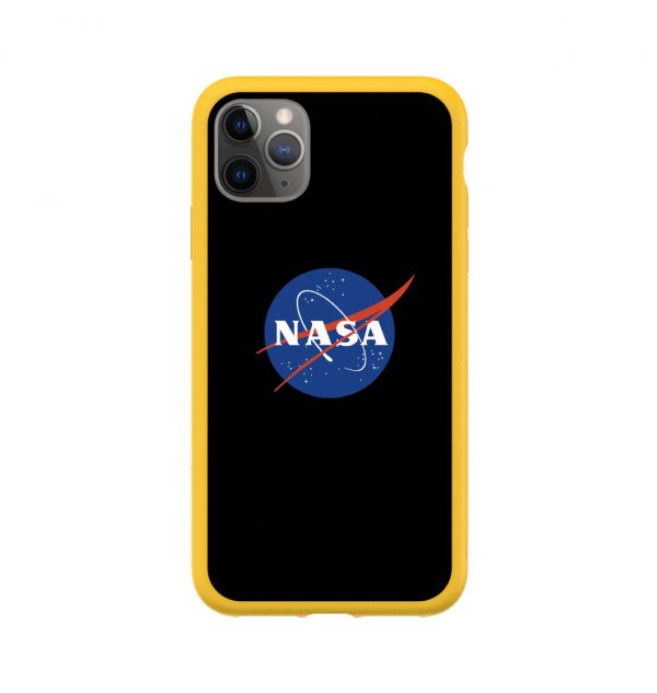 Phone case with NASA insignia (yellow bumper)