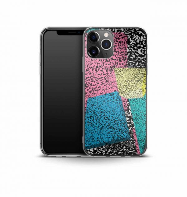 Phone case with retro print comprising of colorful geometric forms (silicone)