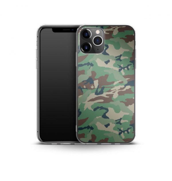 Phone case with green camo print (silicone)