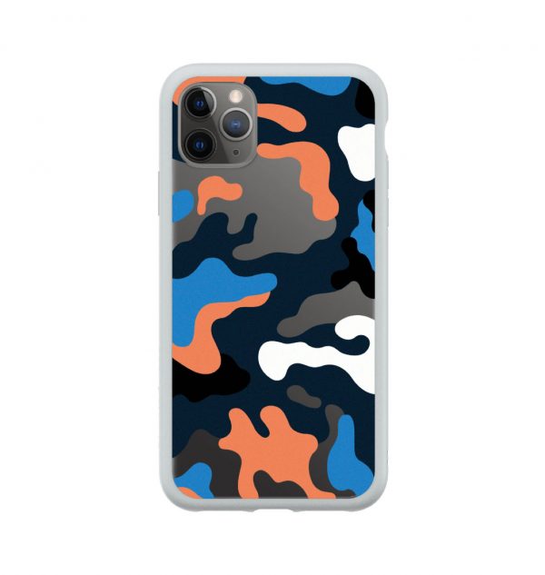 Phone case with colored camo print (grey bumper)