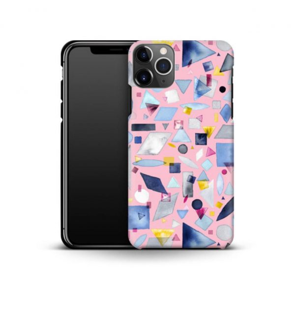 Pink phone case decorated with colorful geometric forms (premium)