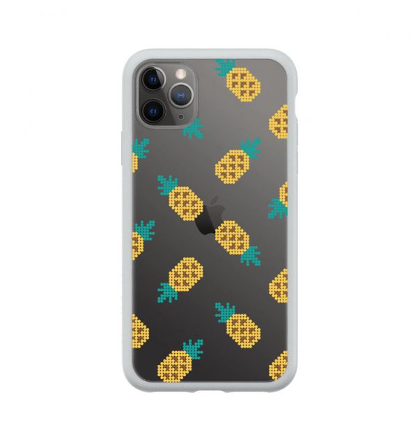 Transparent phone case decorated with yellow pineapples (grey bumper)