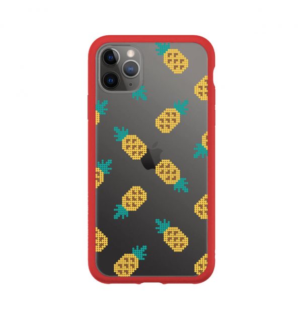Transparent phone case decorated with yellow pineapples (red bumper)