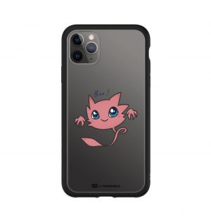 Transparent phone case with pink ghost design (black)