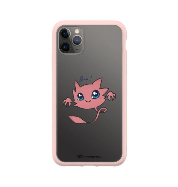Transparent phone case with pink ghost design (pink)