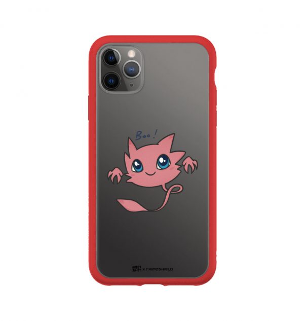 Transparent phone case with pink ghost design (red bumper)