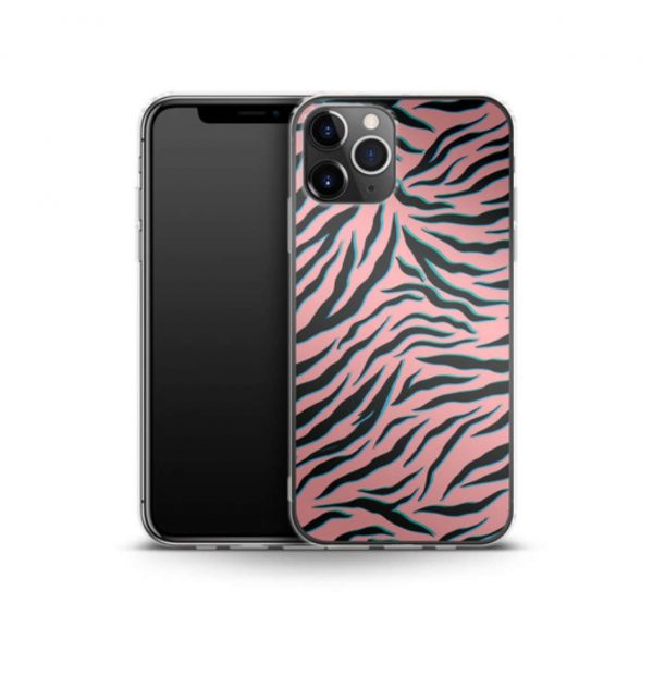Phone case with pink and black ´zebra´ print (silicone)