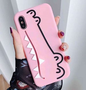 Pink phone case with crocodile design