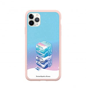 Phone case with two packets of ramen noodles (pink frame)