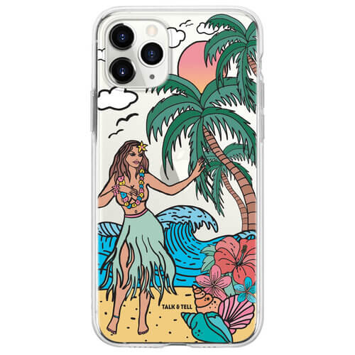 Funky phone case with hula girl on beach design