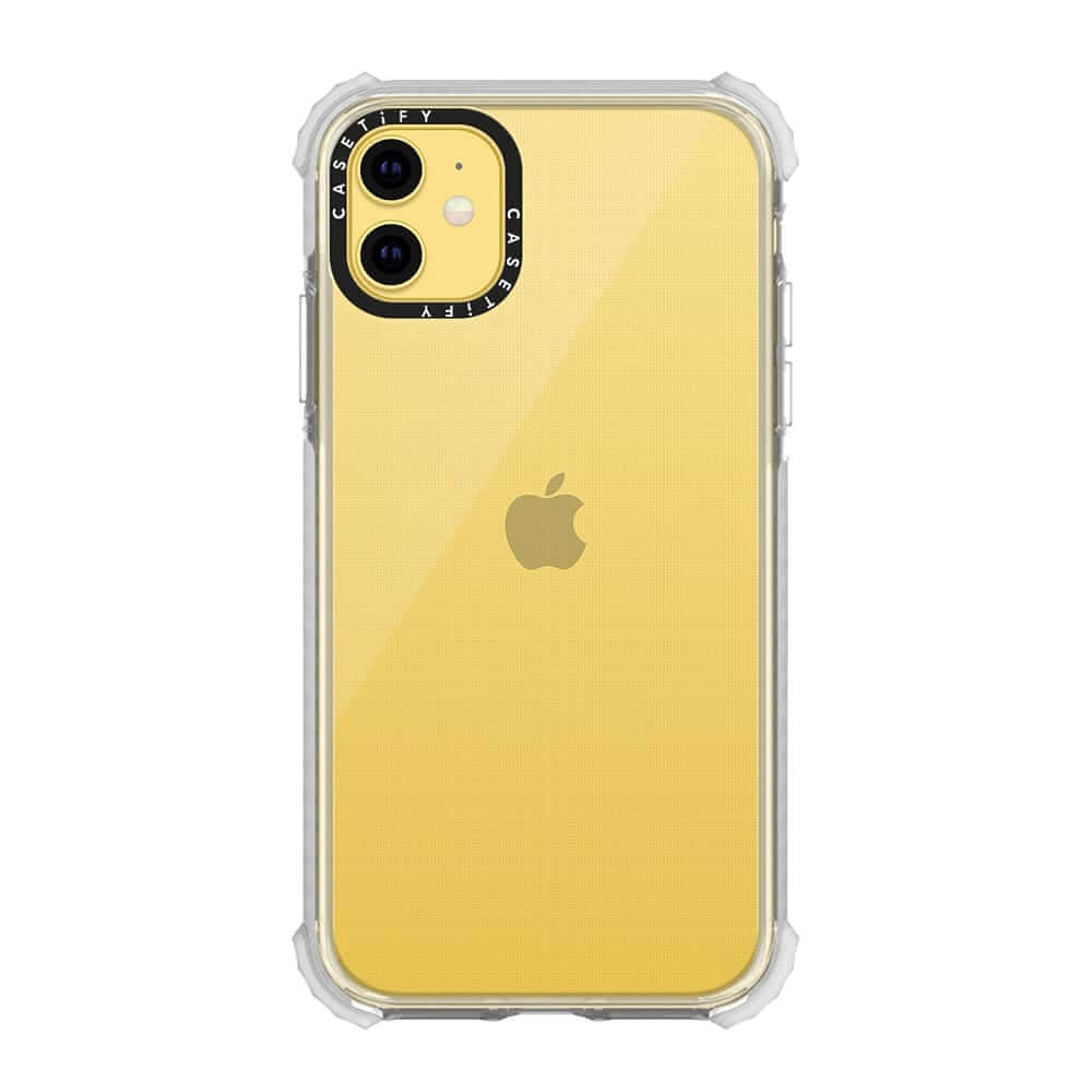 Clear case on yellow iPhone by Casetify